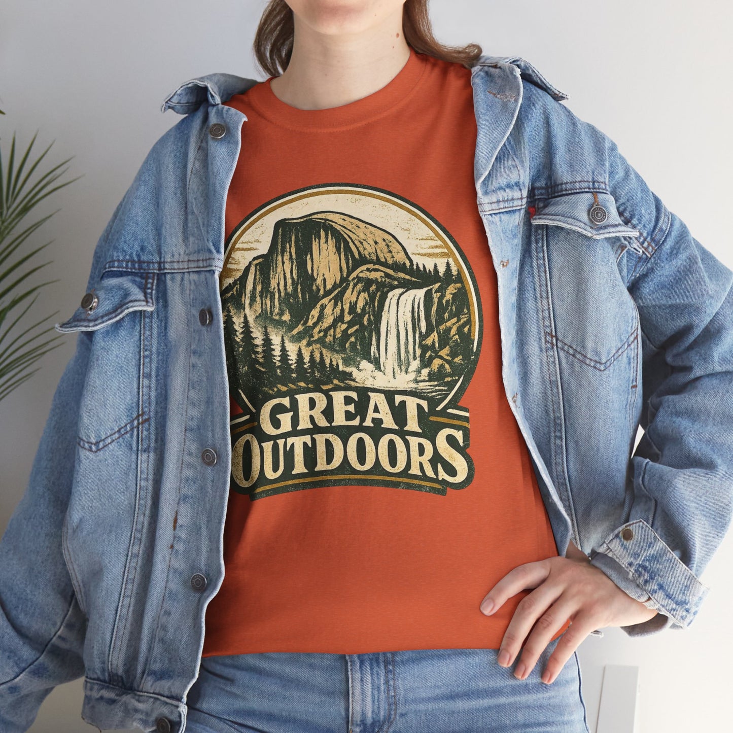 Great Outdoors Retro Badge Tee | Yosemite Half Dome Graphic Shirt | Camping Gift