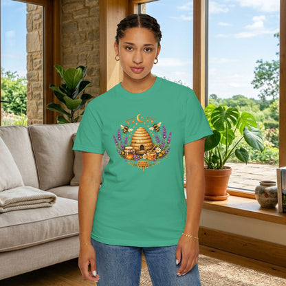 Beehive Honey and Lavender Tee | Vintage Nature Art Shirt | Botanical Garden Gift