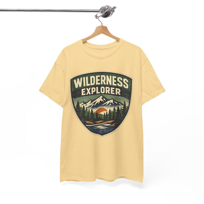 Wilderness Explorer Shield badge Tee | Retro Outdoor Adventure design | Hiking