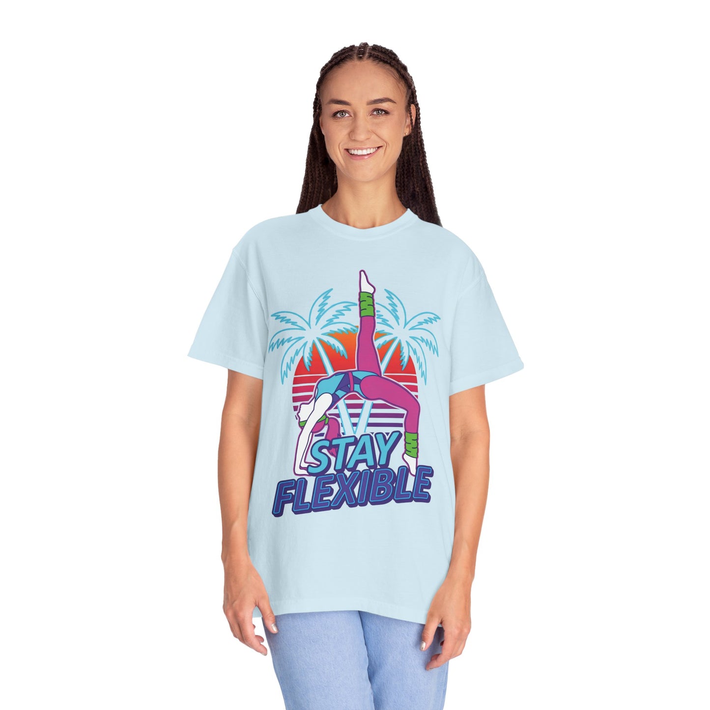 Stay Flexible Retro 80s Backbend Graphic Tee | Vintage Workout Shirt Women
