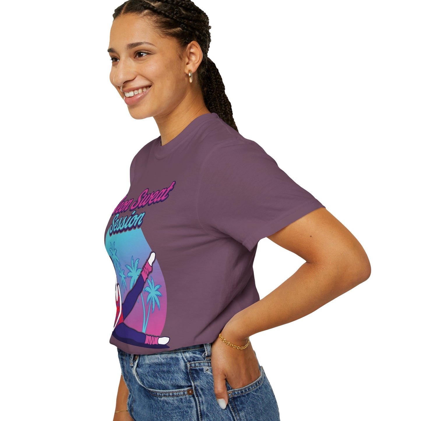 Neon Sweat Session Retro 80s Aerobics Graphic Tee | Vintage Workout Shirt