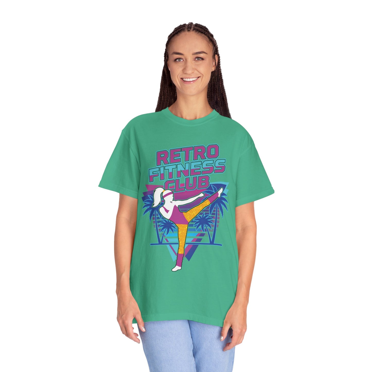 Retro Fitness Club High Kick 80s Tee | Vintage Aerobics Shirt Women