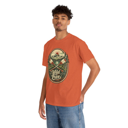 Wild and Free Badge Tee | Vintage Adventure Shirt | Outdoor Explorer Gift