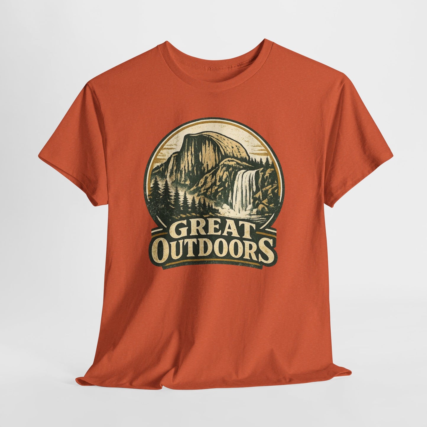 Great Outdoors Retro Badge Tee | Yosemite Half Dome Graphic Shirt | Camping Gift