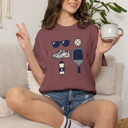 Pickleball Essentials Icon Tee Minimalist Pickler Sport Unisex Graphic Shirt