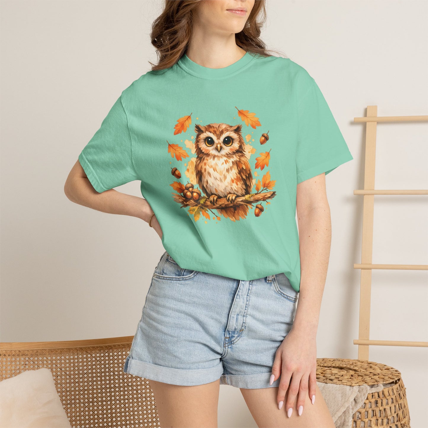 Watercolor Owl Graphic Tee | Autumn Wildlife Art Shirt | Owl Lover Gift