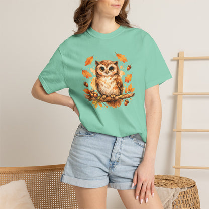 Watercolor Owl Graphic Tee | Autumn Wildlife Art Shirt | Owl Lover Gift