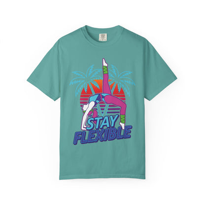 Stay Flexible Retro 80s Backbend Graphic Tee | Vintage Workout Shirt Women