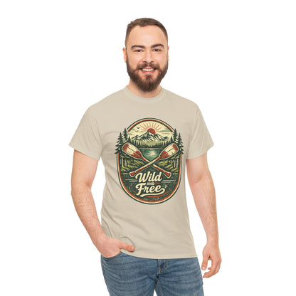 Wild and Free Badge Tee | Vintage Adventure Shirt | Outdoor Explorer Gift