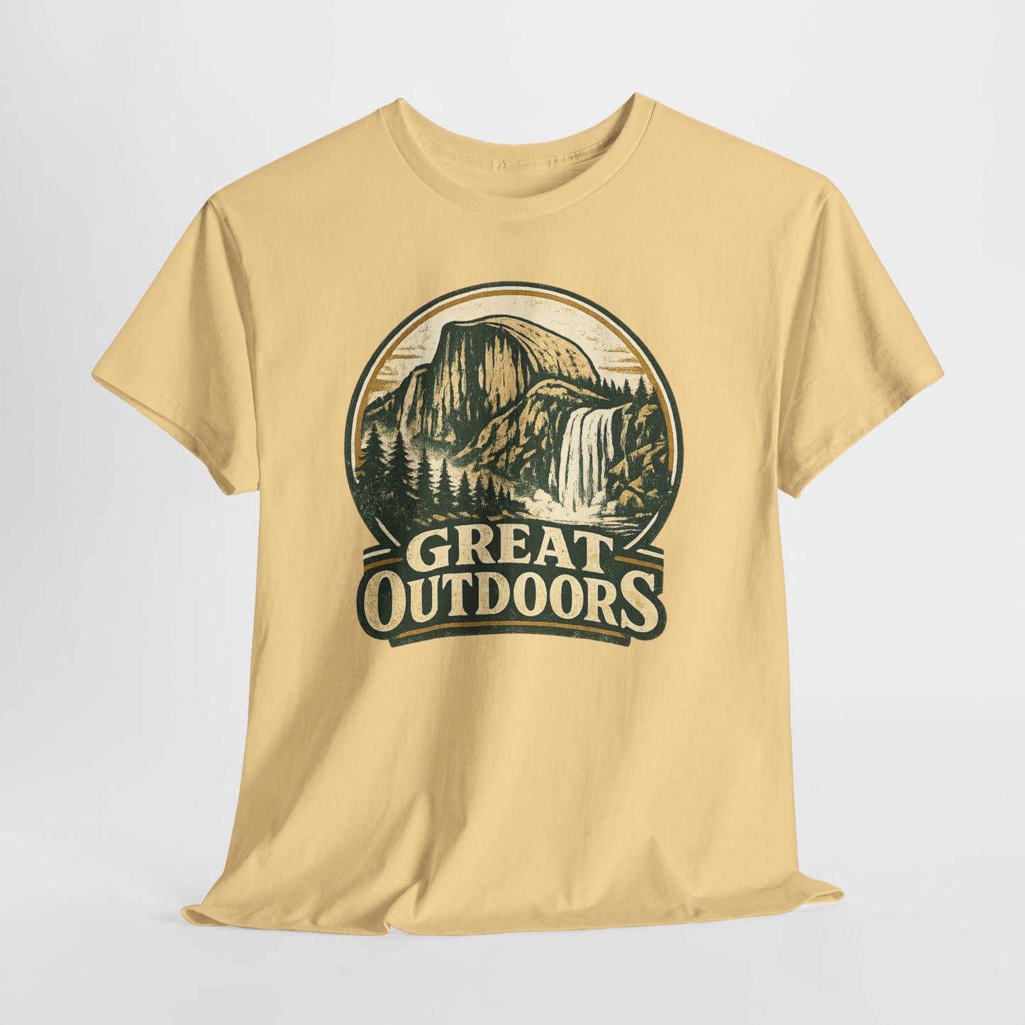 Great Outdoors Retro Badge Tee | Yosemite Half Dome Graphic Shirt | Camping Gift