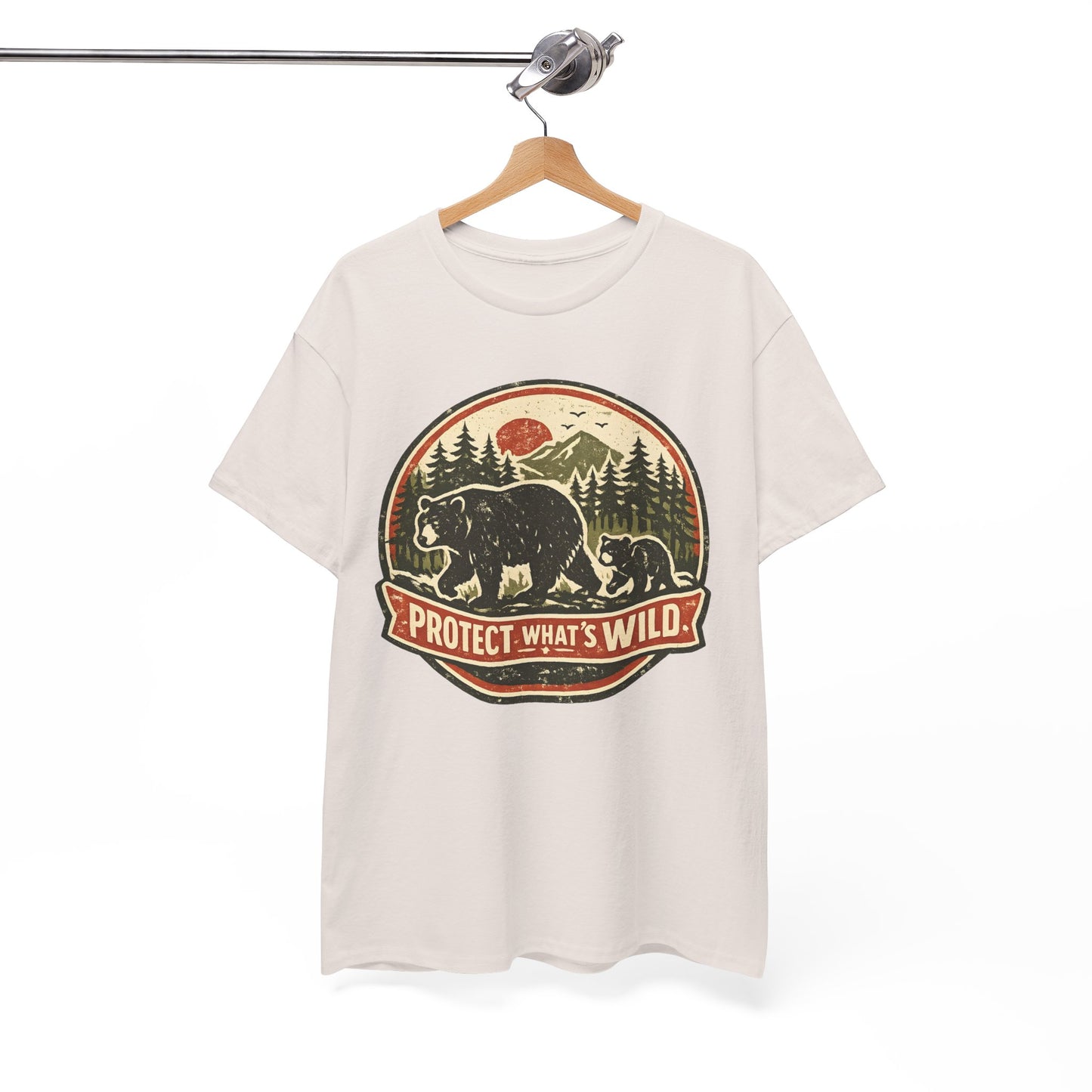 Bear and Cub Retro Badge Tee | Protect What's Wild | Wildlife Lover Gift | Unisex