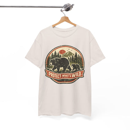 Bear and Cub Retro Badge Tee | Protect What's Wild | Wildlife Lover Gift | Unisex