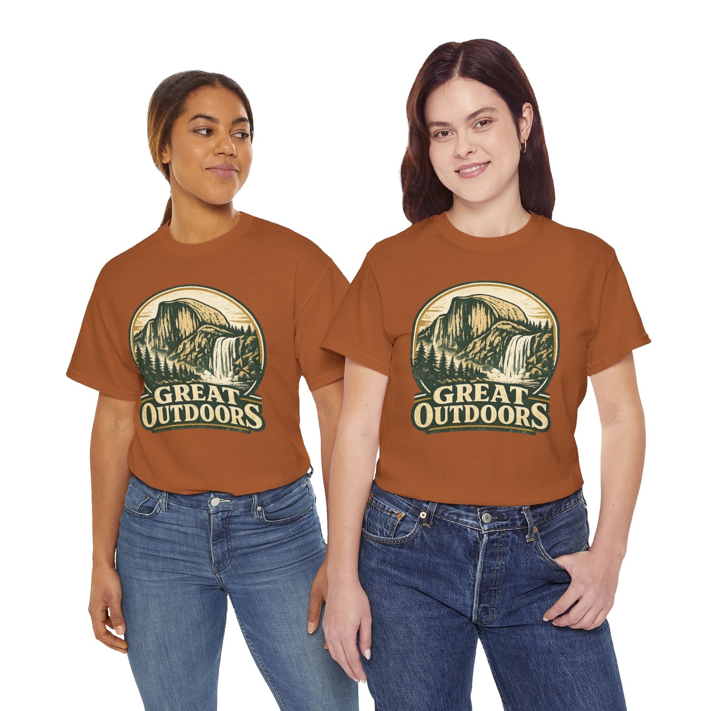 Great Outdoors Retro Badge Tee | Yosemite Half Dome Graphic Shirt | Camping Gift