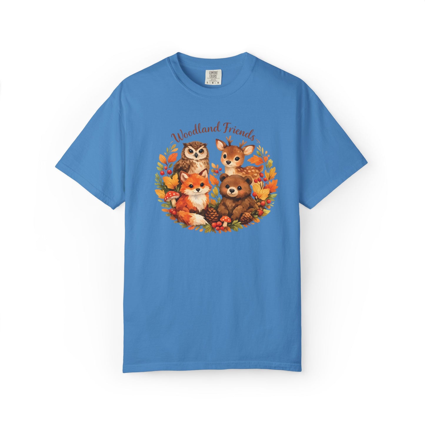 Woodland Friends Badge Watercolor Tee | Fox Bear Deer Owl Shirt | Nature Lover Gift