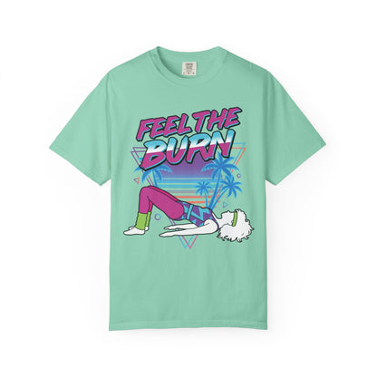 Feel the Burn Neon 80s Aerobics Graphic Tee | Retro Workout Shirt Women