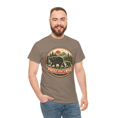 Bear and Cub Retro Badge Tee | Protect What's Wild | Wildlife Lover Gift | Unisex