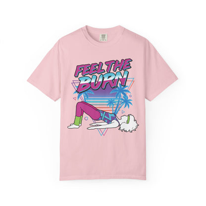 Feel the Burn Neon 80s Aerobics Graphic Tee | Retro Workout Shirt Women
