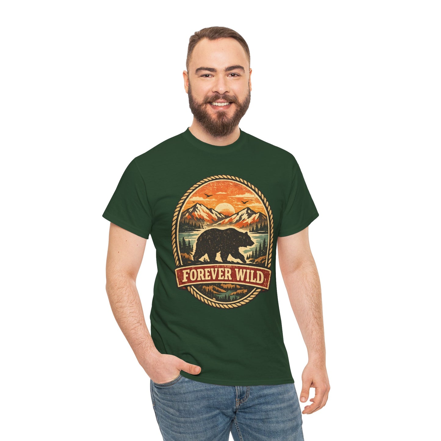 Grizzly Bear Forever Wild Badge Tee | Vintage National Park Shirt | Nature Lover Gift