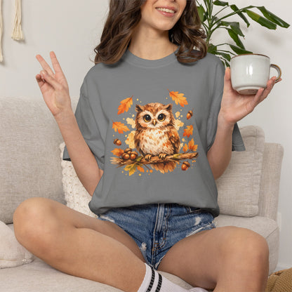 Watercolor Owl Graphic Tee | Autumn Wildlife Art Shirt | Owl Lover Gift