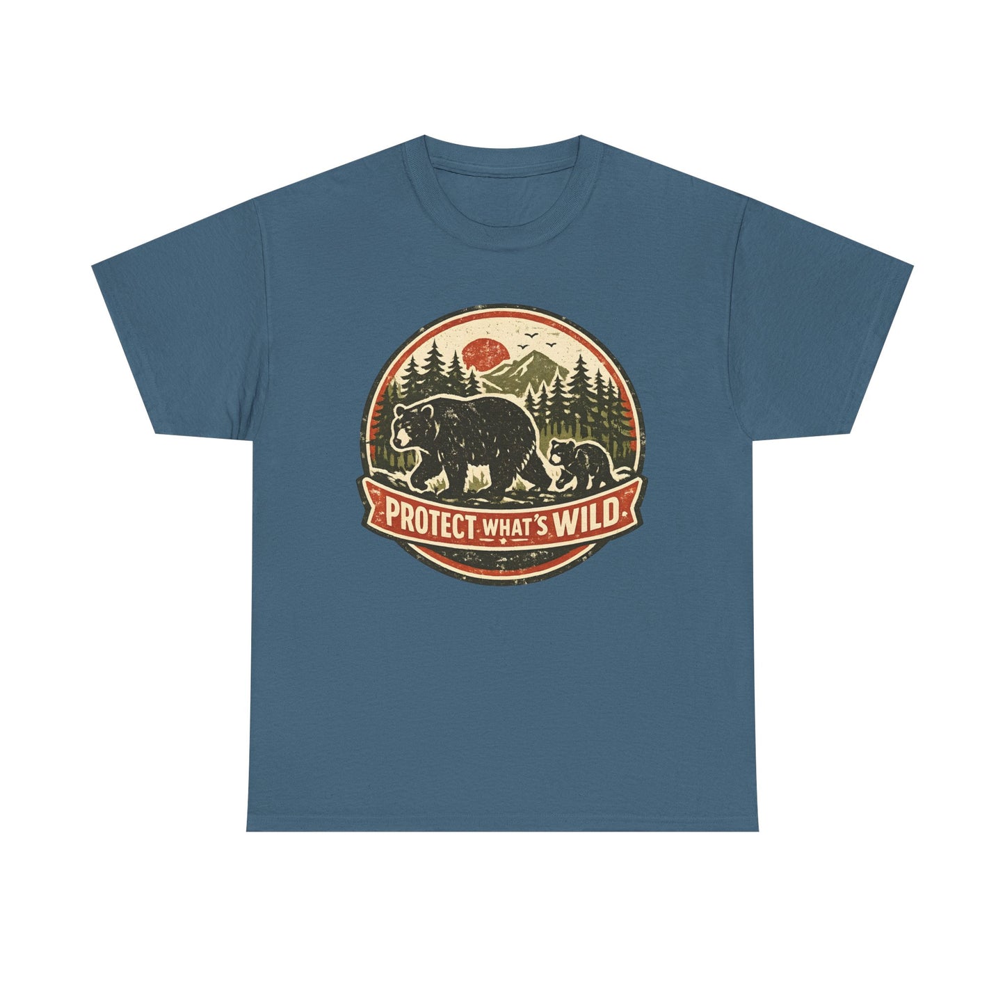 Bear and Cub Retro Badge Tee | Protect What's Wild | Wildlife Lover Gift | Unisex