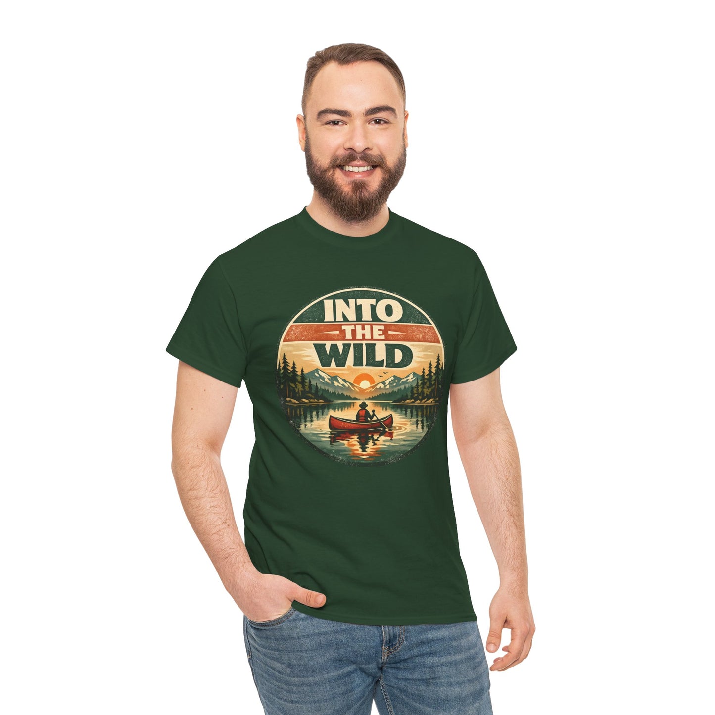 Into the Wild Canoe Badge Tee | Vintage Outdoor Graphic Shirt | Camping Adventure Gift