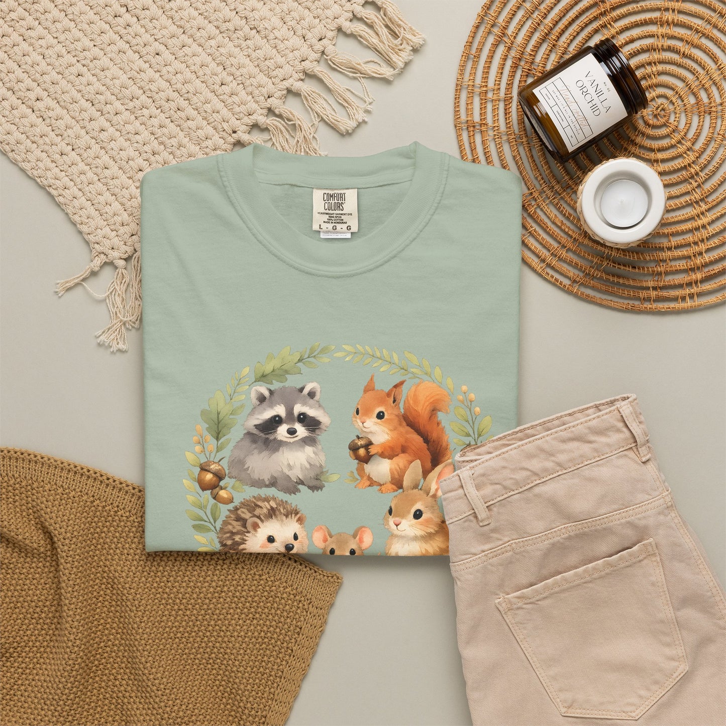 Woodland Animals Circle Watercolor Tee | Forest Creature Gift Shirt | Nature Lover