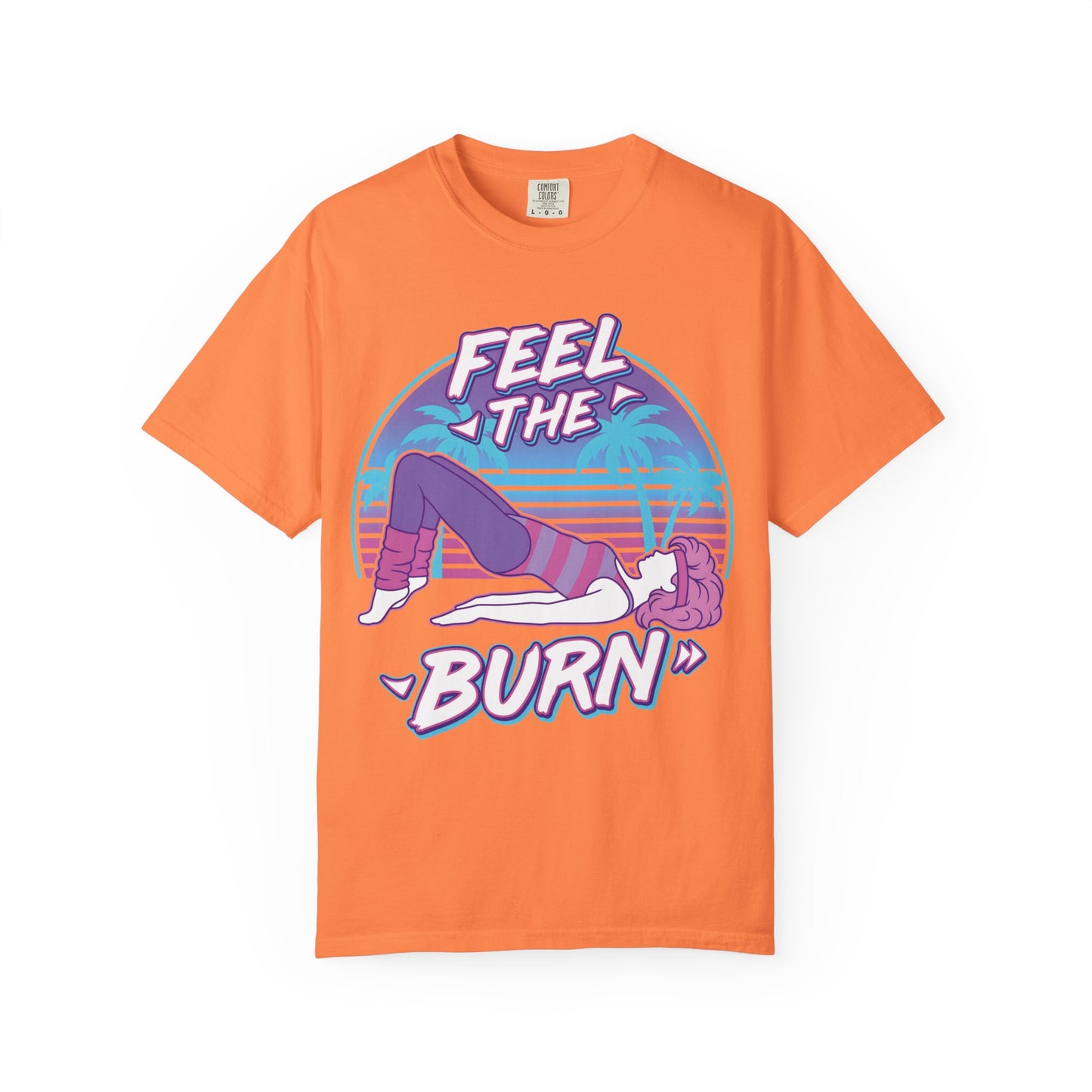 Feel the Burn Retro 80s Glute Thrust Pose Graphic Tee | Vintage Workout Shirt