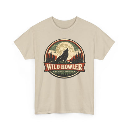 Howling Wolf Vintage Badge Tee | Full Moon Wilderness Shirt | Nature Lover Gift