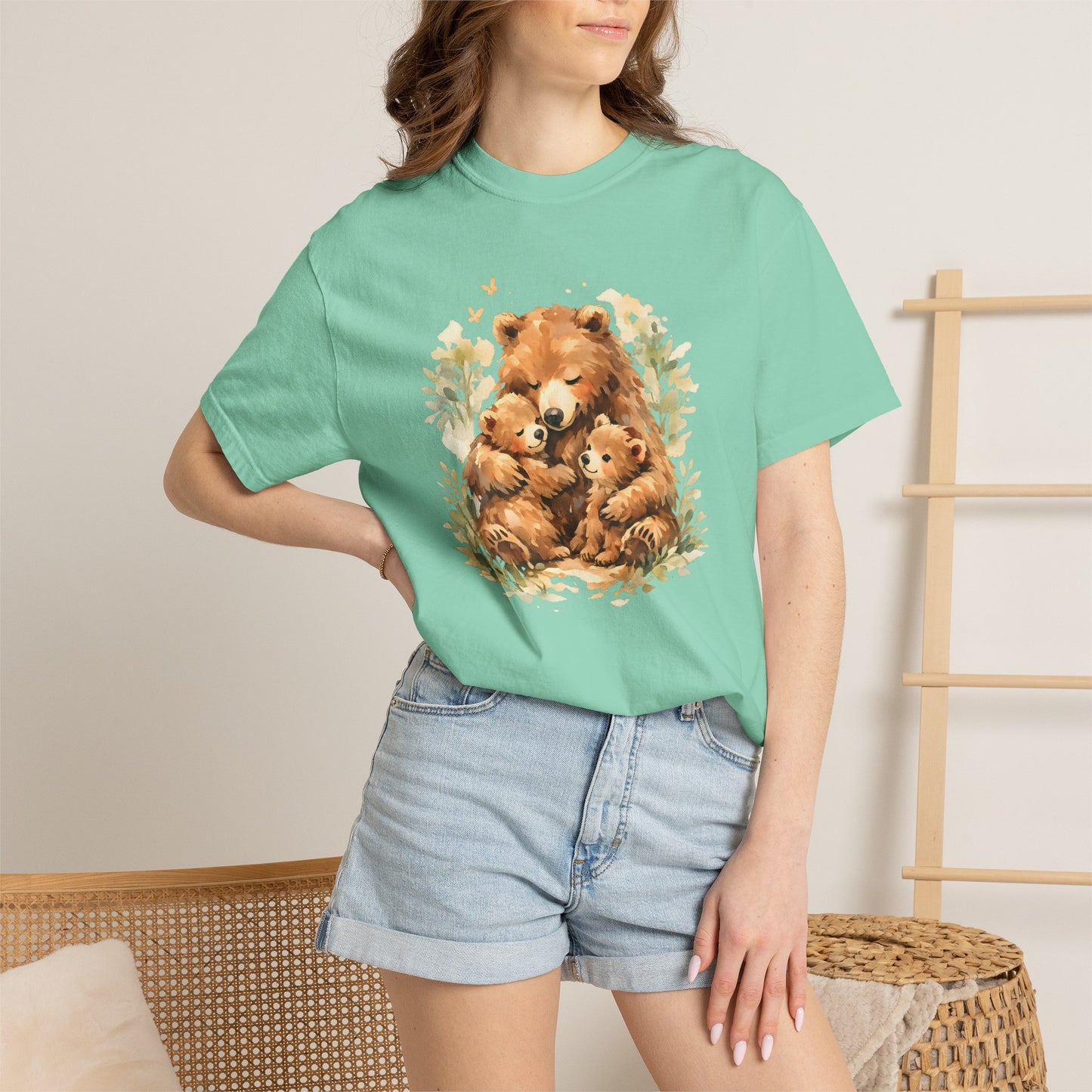 Mother Bear and Cubs Watercolor Tee | Wildlife Art Shirt | Mother Nature Gift | Unisex