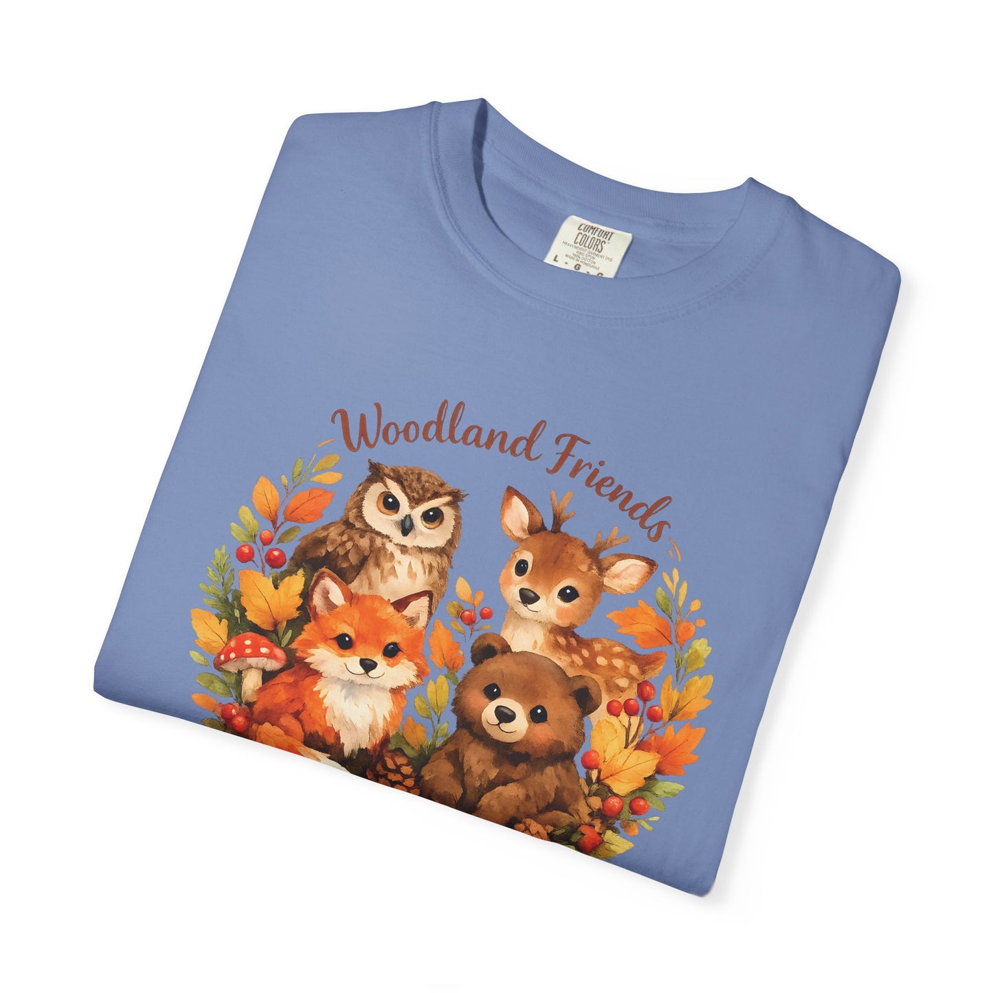 Woodland Friends Badge Watercolor Tee | Fox Bear Deer Owl Shirt | Nature Lover Gift