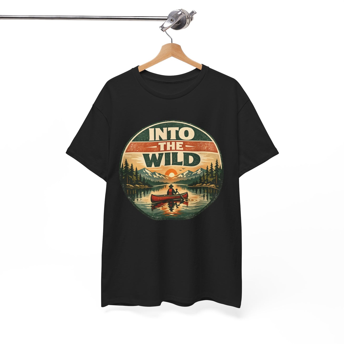Into the Wild Canoe Badge Tee | Vintage Outdoor Graphic Shirt | Camping Adventure Gift