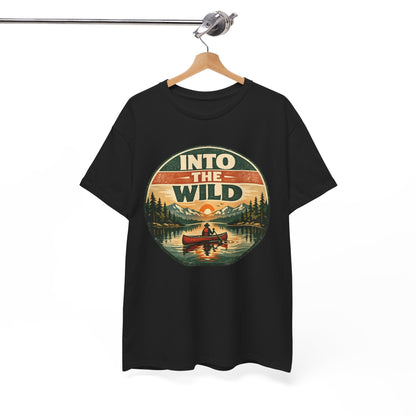 Into the Wild Canoe Badge Tee | Vintage Outdoor Graphic Shirt | Camping Adventure Gift