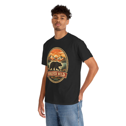 Grizzly Bear Forever Wild Badge Tee | Vintage National Park Shirt | Nature Lover Gift