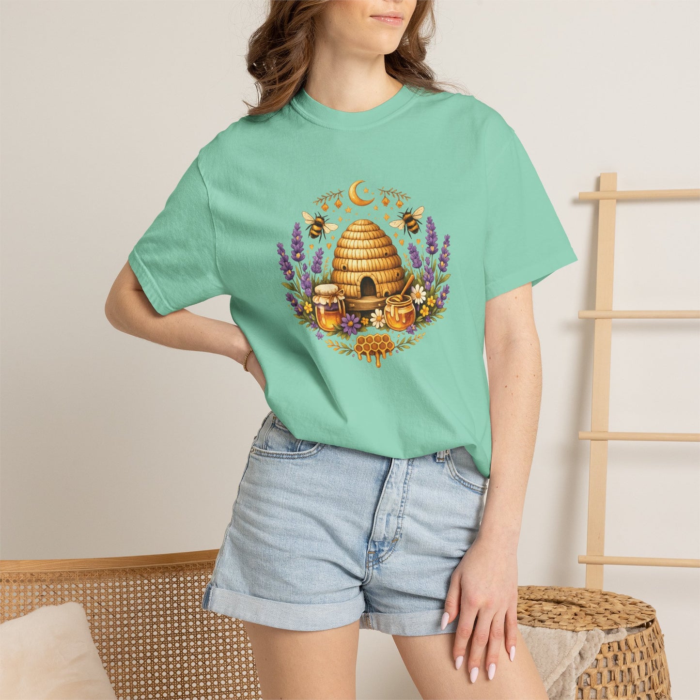 Beehive Honey and Lavender Tee | Vintage Nature Art Shirt | Botanical Garden Gift