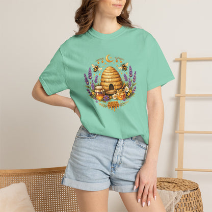 Beehive Honey and Lavender Tee | Vintage Nature Art Shirt | Botanical Garden Gift