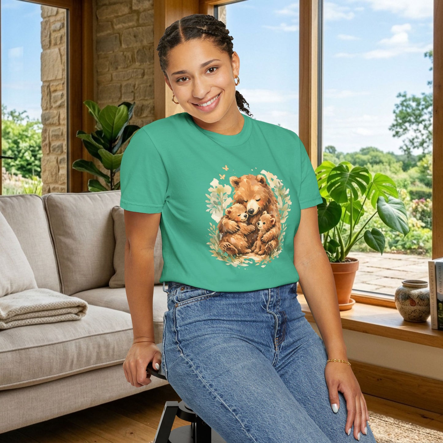 Mother Bear and Cubs Watercolor Tee | Wildlife Art Shirt | Mother Nature Gift | Unisex