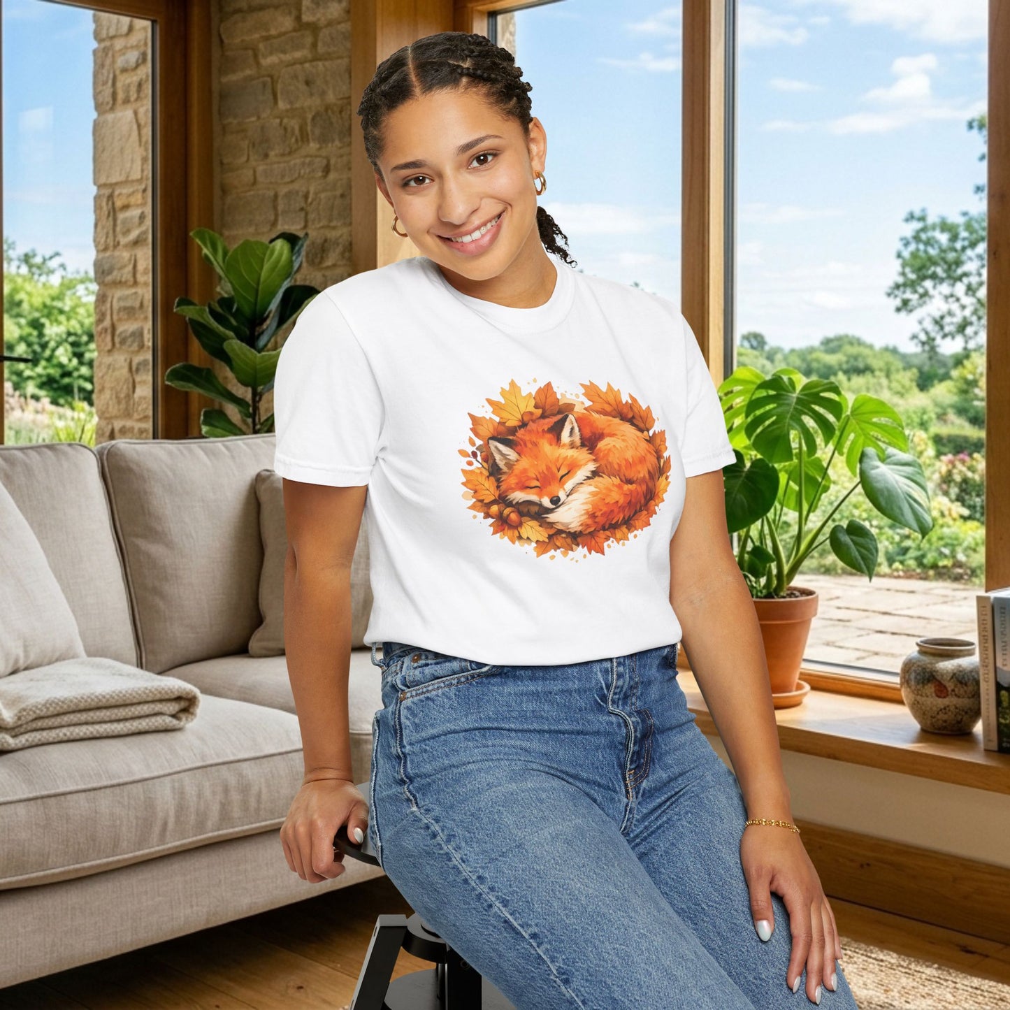 Sleeping Fox Watercolor Graphic Tee | Cozy Woodland Animal Shirt | Nature Lover Gift