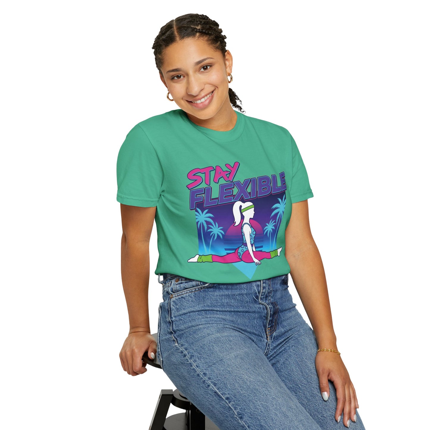 Stay Flexible Retro 80s Splits Aerobics Tee | Vintage Gym Shirt Women