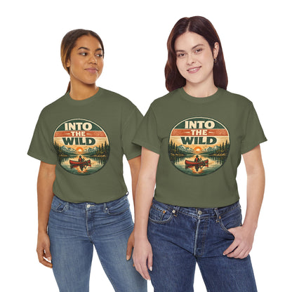 Into the Wild Canoe Badge Tee | Vintage Outdoor Graphic Shirt | Camping Adventure Gift