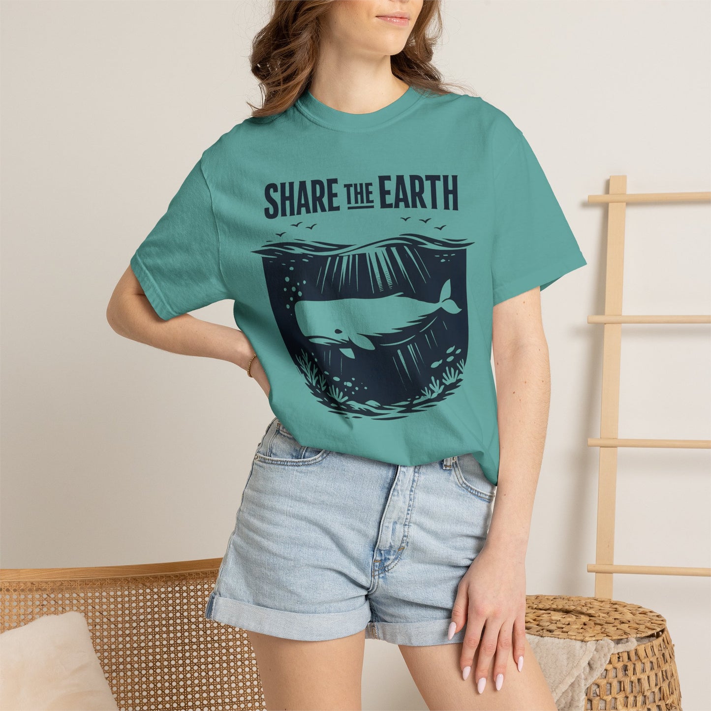 Whale Conservation Tee | Share the Earth Graphic Shirt | Ocean Wildlife Gift | Unisex