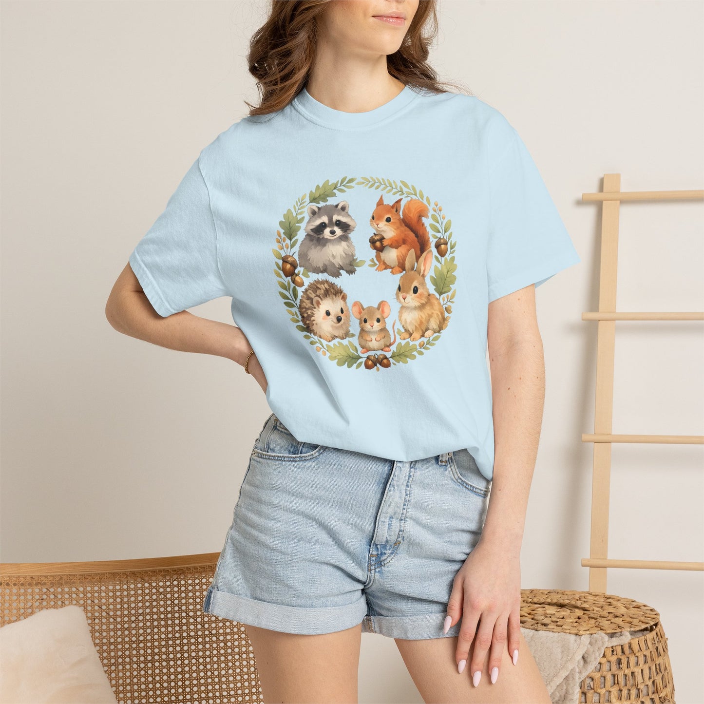 Woodland Animals Circle Watercolor Tee | Forest Creature Gift Shirt | Nature Lover
