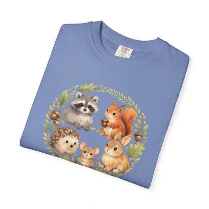 Woodland Animals Circle Watercolor Tee | Forest Creature Gift Shirt | Nature Lover