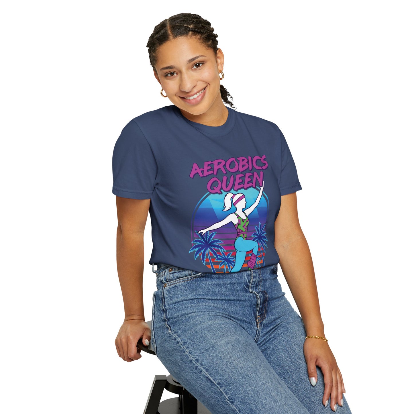 Aerobics Queen Retro 80s Dance Graphic Tee | Vintage Workout Shirt Women