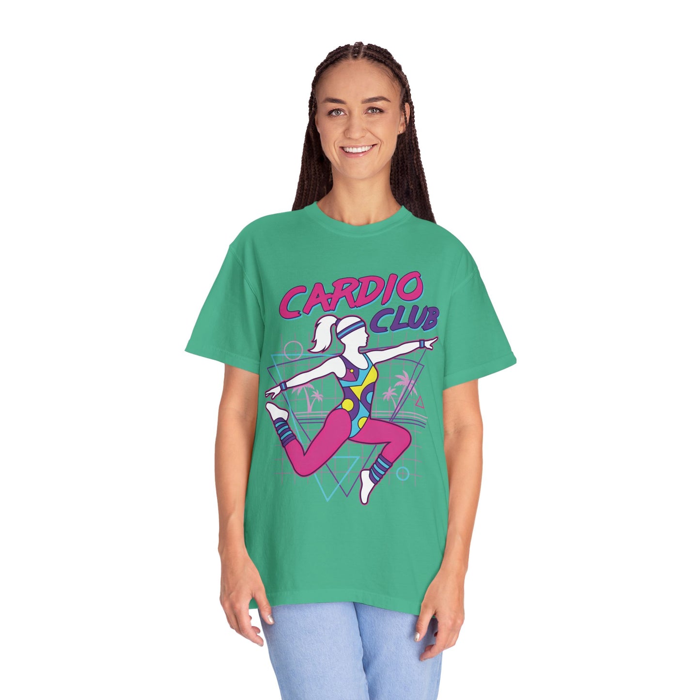 Cardio Club Retro 80s Grid Aerobics Graphic Tee | Vintage Gym Shirt Women
