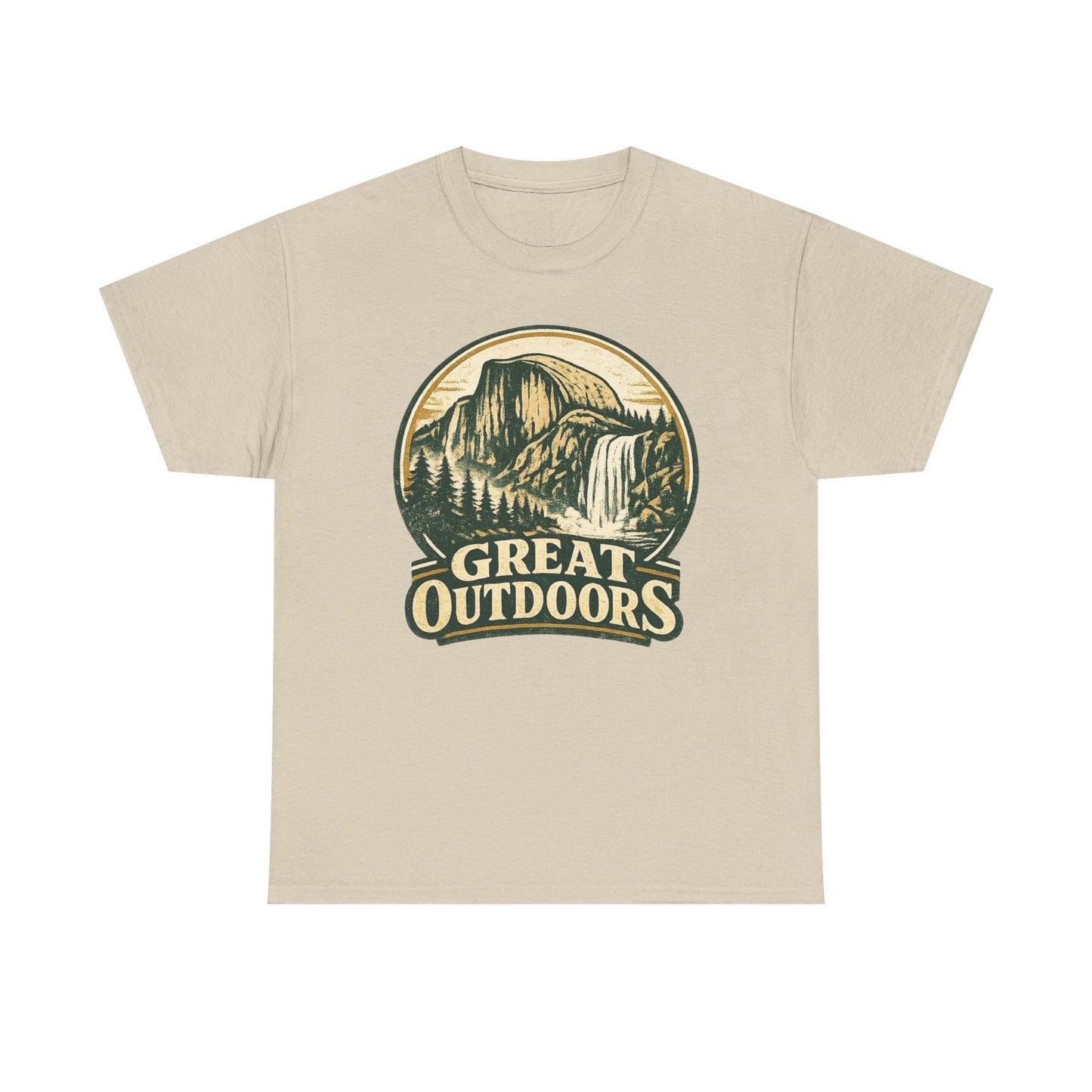 Great Outdoors Retro Badge Tee | Yosemite Half Dome Graphic Shirt | Camping Gift