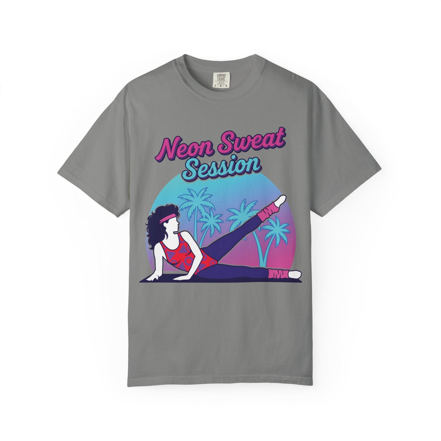 Neon Sweat Session Retro 80s Aerobics Graphic Tee | Vintage Workout Shirt