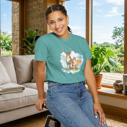 Watercolor Deer Family Tee | Forest Wildlife Art Shirt | Nature Lover Gift | Unisex