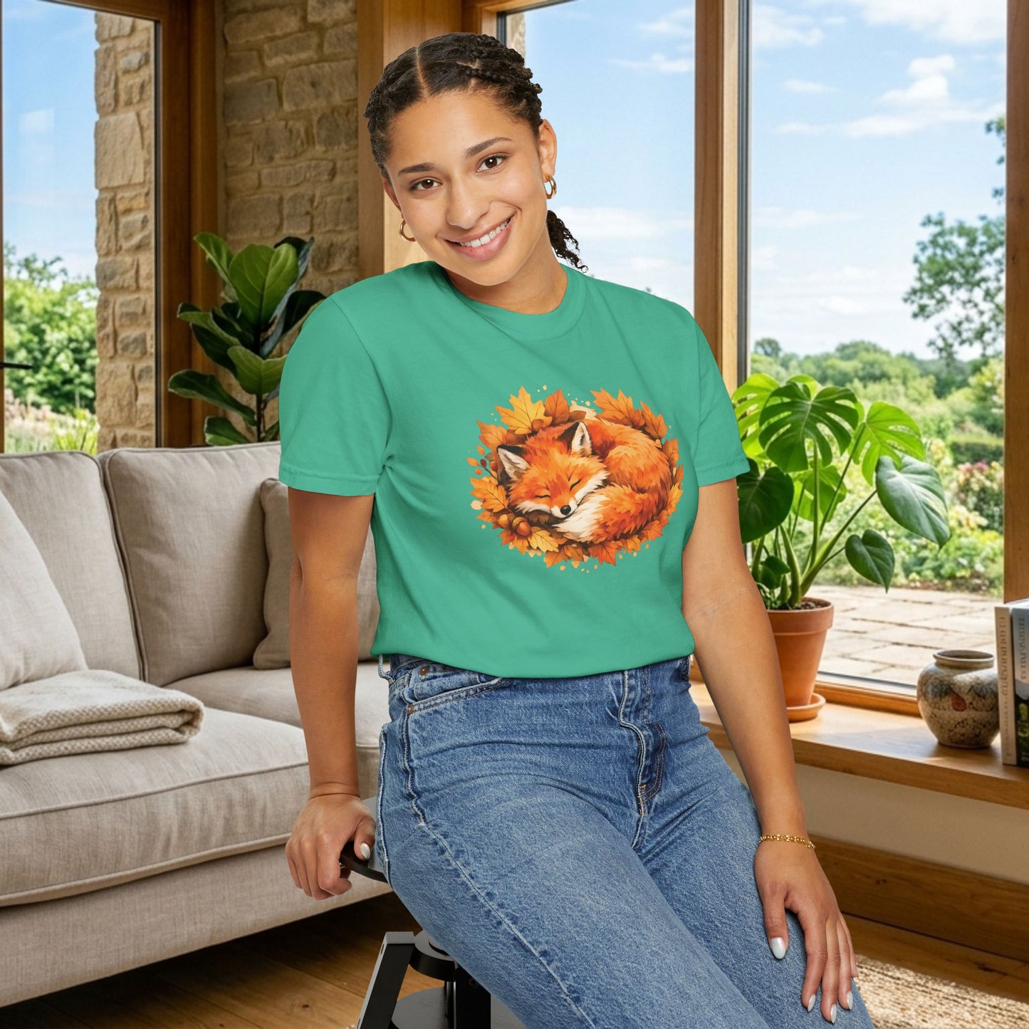 Sleeping Fox Watercolor Graphic Tee | Cozy Woodland Animal Shirt | Nature Lover Gift