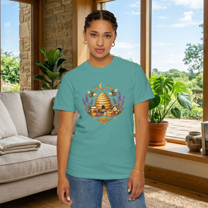 Beehive Honey and Lavender Tee | Vintage Nature Art Shirt | Botanical Garden Gift
