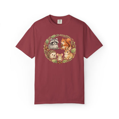Woodland Animals Circle Watercolor Tee | Forest Creature Gift Shirt | Nature Lover